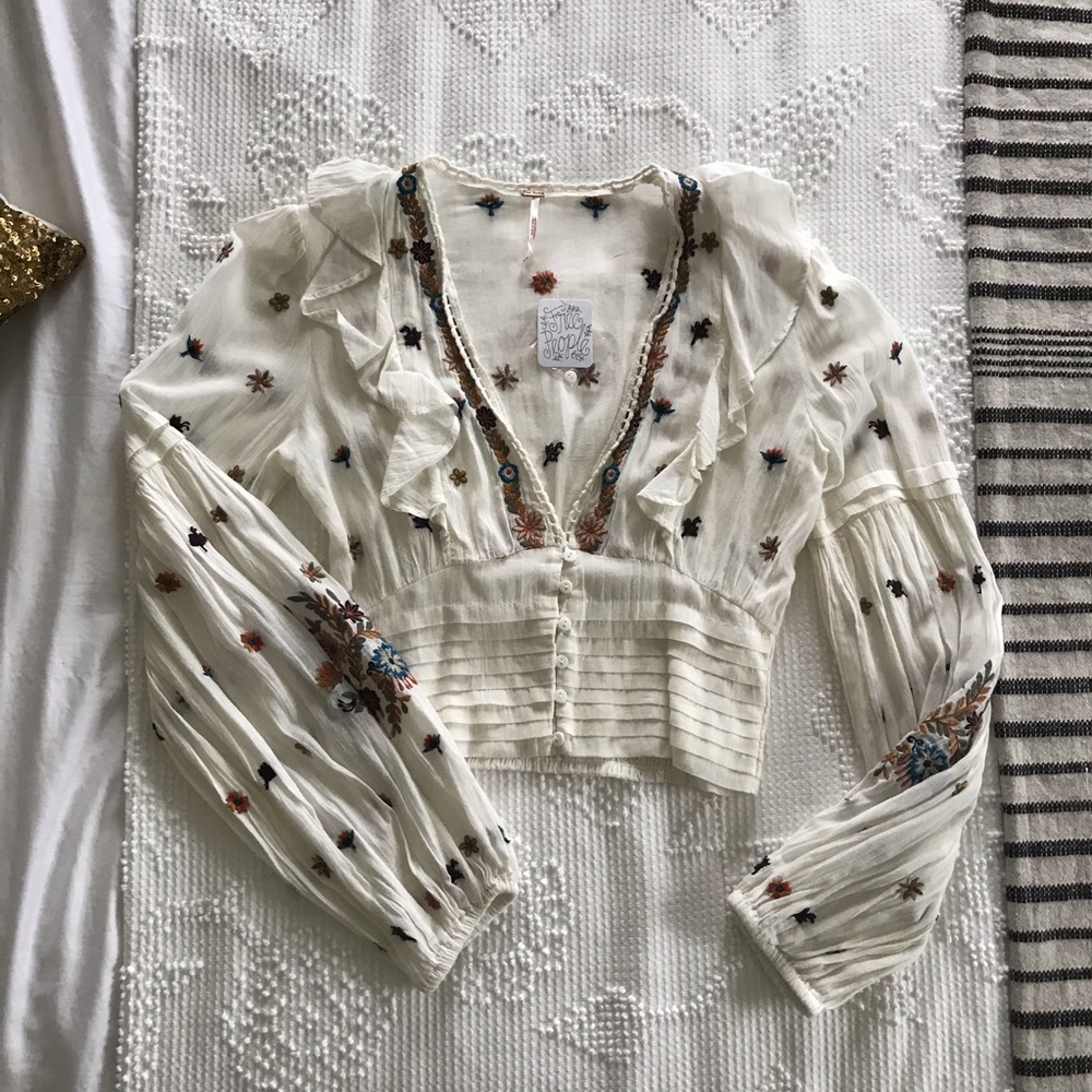 FP Embroidered Blouse - Vintage vibes!